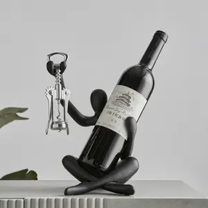 Modern Minimalist Hollow Out Figure Ornament Wine Rack, Living Room Dining Home Decor, Cabinet Tabletop Decoration Gift for Friends