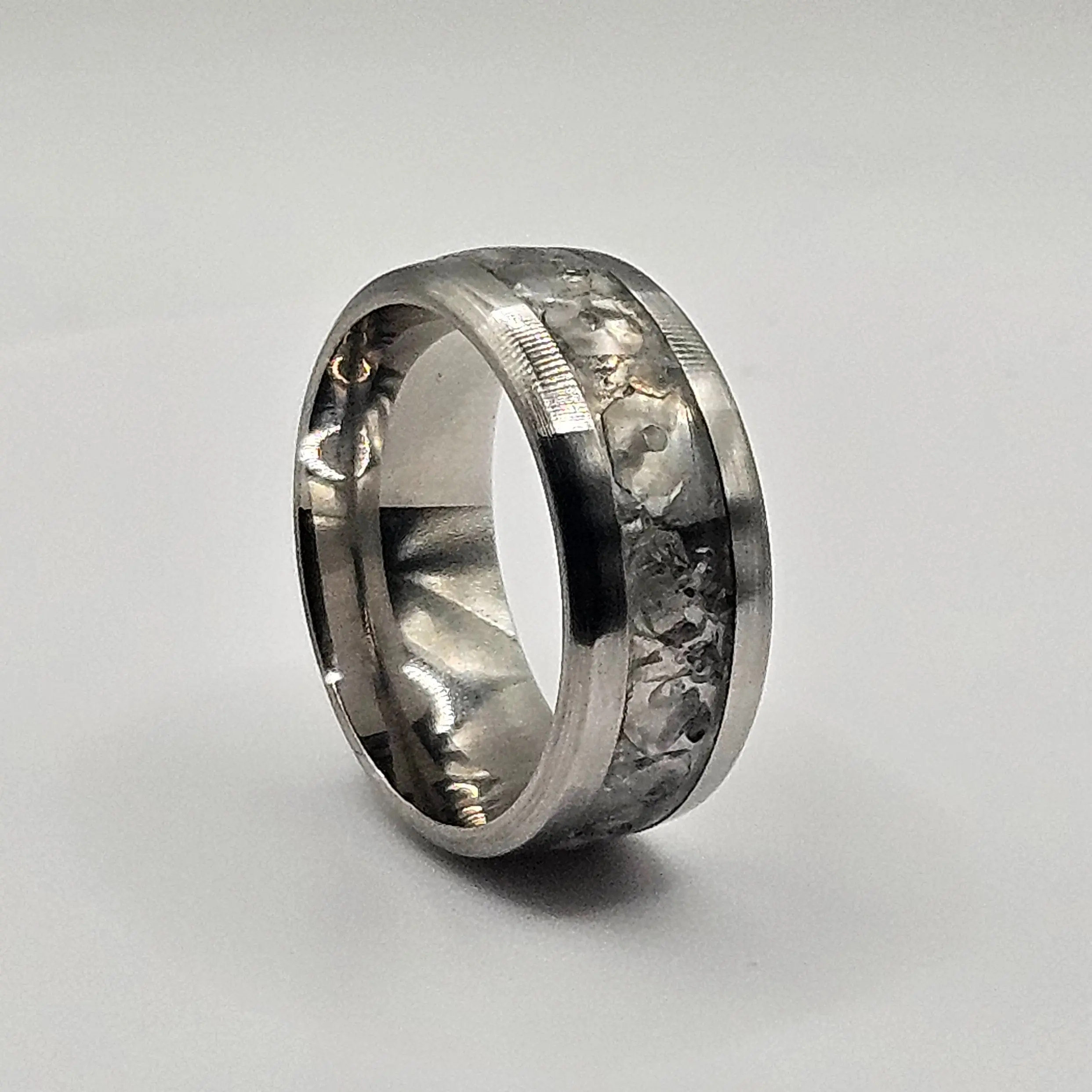 April's birthstone Diamond Stainless Steel sizes 4.5-12 8mm,6mm and 2mm width Rock Natural Crystal Ring energy healing Herkimer Diamond Crystal Irregular Crystal Rings