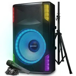 GSP-L5500PK 15-inch 2200-Watt Bluetooth PA Speaker with Microphone, Stand, TWS, LED Party Lights, Ideal for DJs, Events, and Parties Audio