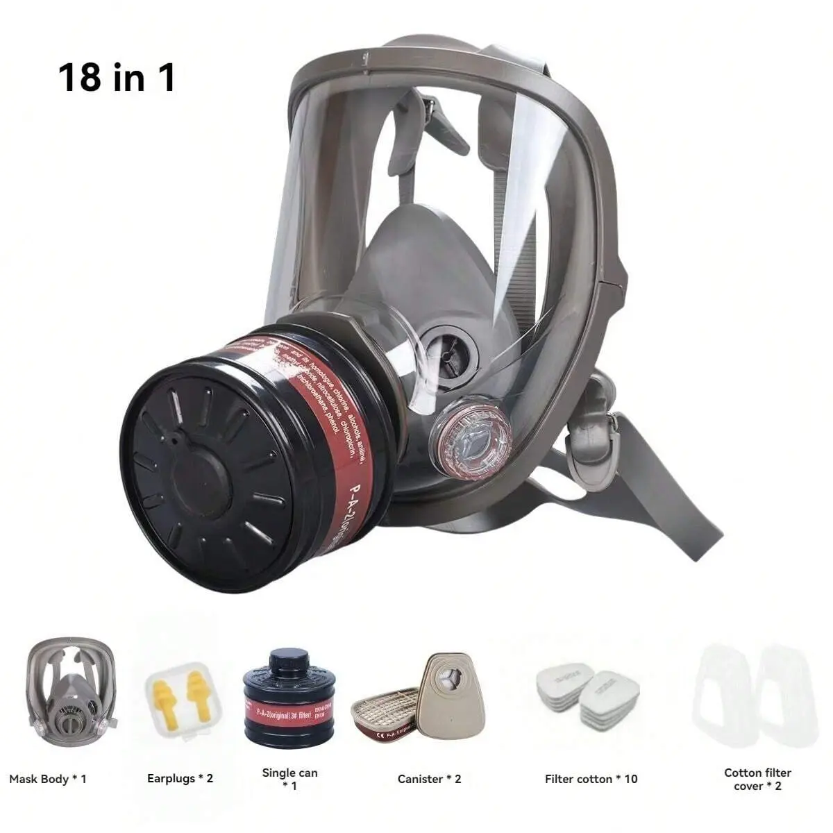 Gas Mask Protective Mask Dustproof Gasproof Mask Acid Organic Ammonia 6800a Full Face Mask Respirator, Paint Chemical Pesticide Laboratory Anti-Dust Multifunction Filters