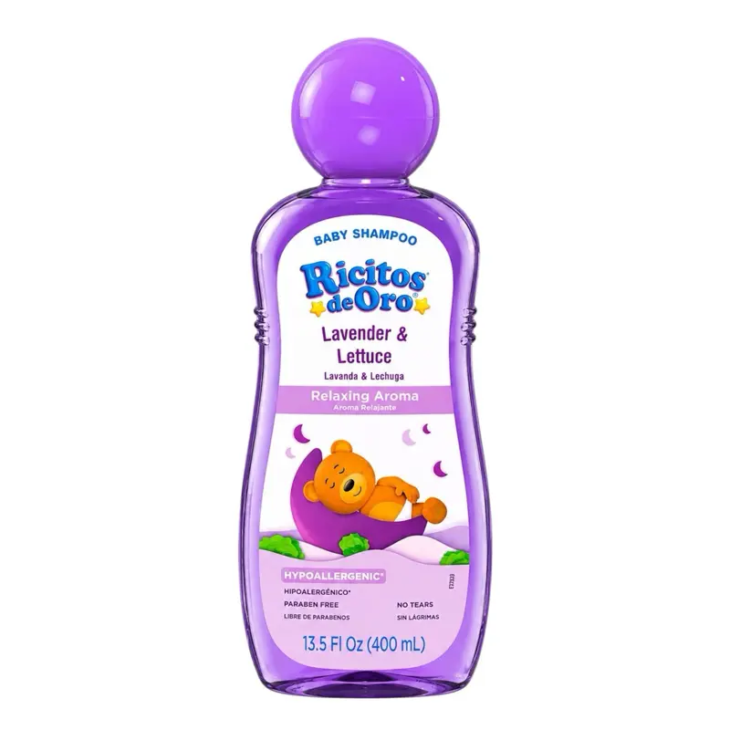 Ricitos de Oro Lavender Baby Shampoo, Paraben-Free with Pop-Up Rattle Cap for Delicate Hair, 13.5 Fl Oz
