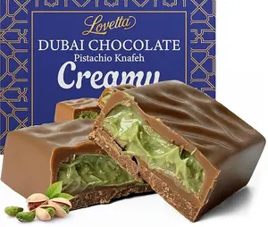 Dubai Chocolate Bar Creamy Pistachio Knafeh – Luxury Rich Milk Chocolate, Individually Wrapped Fresh, Premium Pistachio Cream with Light Kataifi Filling (1 Pack, Creamy Pistachio)