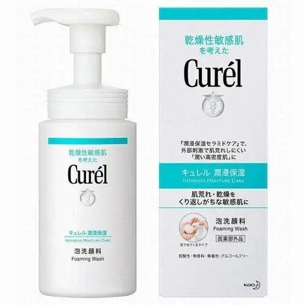 KAO Curel Gentle Foaming Face Wash, Hydrating Formula for Soft Skin, Face Moisturizer for Adults, 150 ml, Hydrate, Cleanser, Sensitive