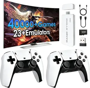 Mass Games Retro Game Console with 40000+ Built-in Games 19 Emulators 2 Wireless Controllers HD Output & 128GB SD Card Perfect for Kids & Adults - Portable Gaming System