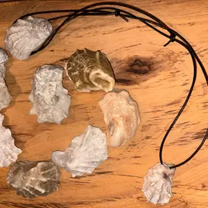 Unique Oyster Shells Hand Picked from Florida Coast Handmade with Leather Adjustable Necklace for Eco-Friendly Fashion