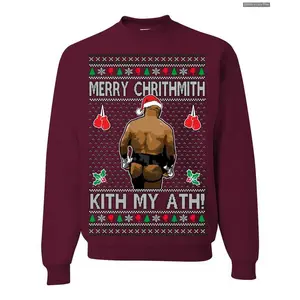 Merry Chrithmith Kith My Ath, Mike Tyson Butt Viral Kiss My Ass Boxing Fight Meme, Men Women Funny Ugly Christmas Future is Bright