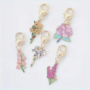 5/20pcs Cute Flower Keychains Zinc Alloy - Charming Blossom Key Rings with Cartoon Charms, Sakura & Peony Pendant, Sunflower Key Holder, Creative Couple Gift, Keychain For Bags, Lovely Bag & Zipper Pull Accessory