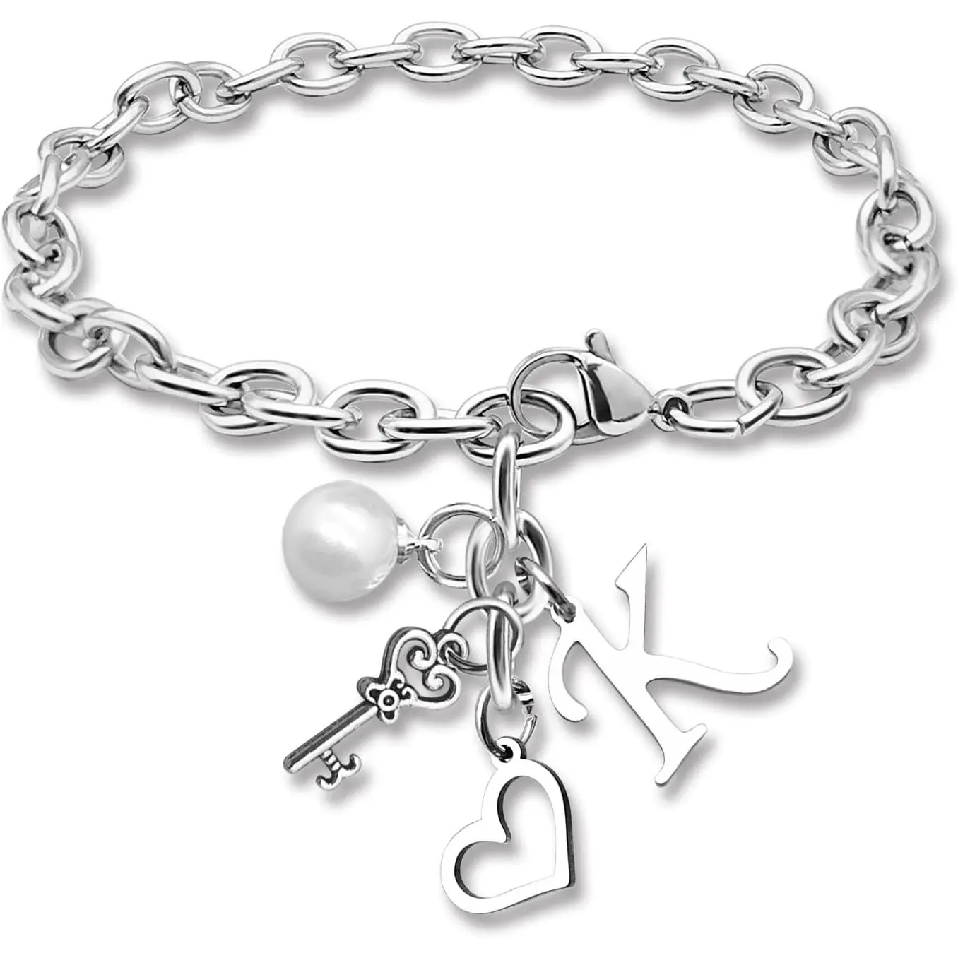 Initial A-Z Bracelets  for Women Girls Stainless Steel Chain Bracelet 26 Alphabet  Gifts for Birthday Anniversary Letter Bracelet Monogram Gifts for Sister Friend Girlfriends Mom 8.26 Inch