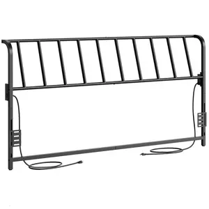 MAHANCRIS King Size Headboard Only, Metal Headboard with 2 Power Strips, 95 Degrees Reclining Backrest with Bed Frame Adapters, Easy Assembly #SpringSale #BigSpringSale