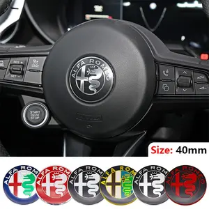 1pcs Alfa Romeo Car Steering Wheel Center Emblem Sticker, Scratch-Resistant Wear-Resistant, Personal Style, Fits Giulia Stelvio Giulietta 4C 159, Car Interior Sticker