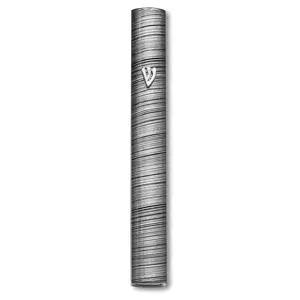 Black Aluminum Silver-Tone Gray Stripes Classic Mezuzah Case, 5" - Made in Israel