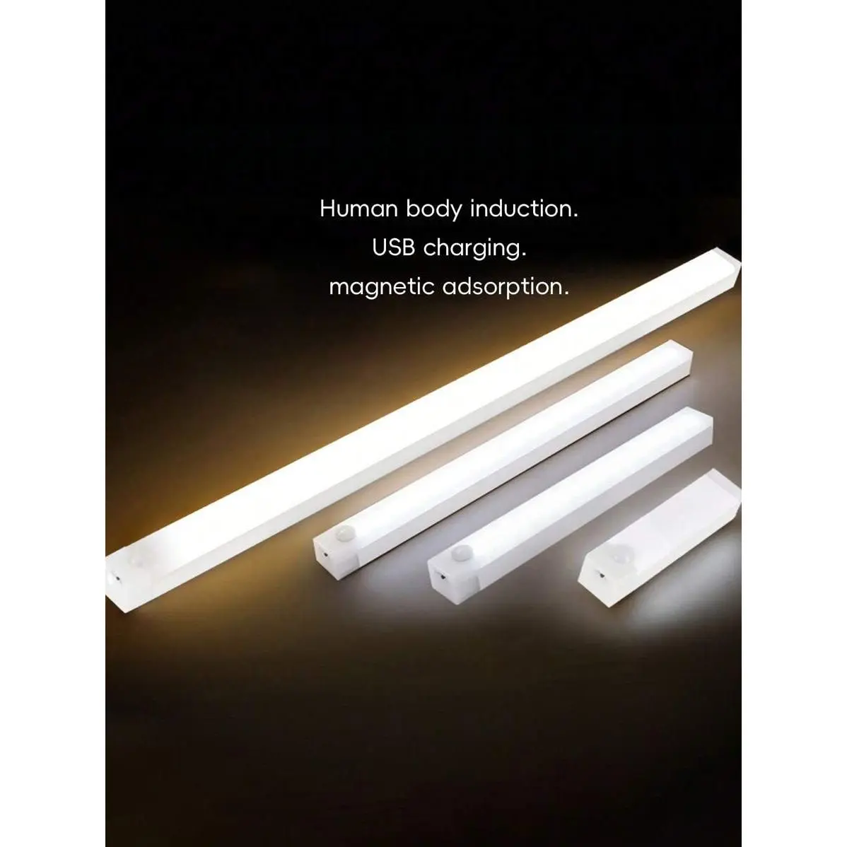 6 ps LED Wireless Motion Sensor Cabinet Light, Magnetic USB Rechargeable Night Light (20/30cm) For Safe Lighting In Kitchen, Bedroom, Cabinet, Wardrobe, Stairs, Hallway (Battery Capacity: 150mAh, 200mAh, 350mAh)