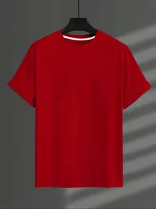 Men's Solid Plain Round Neck Tee, Regular Fit Casual Short Sleeve Crew Neck T-Shirt for Summer, Fashion Men's Top for Daily Wear, Menswear