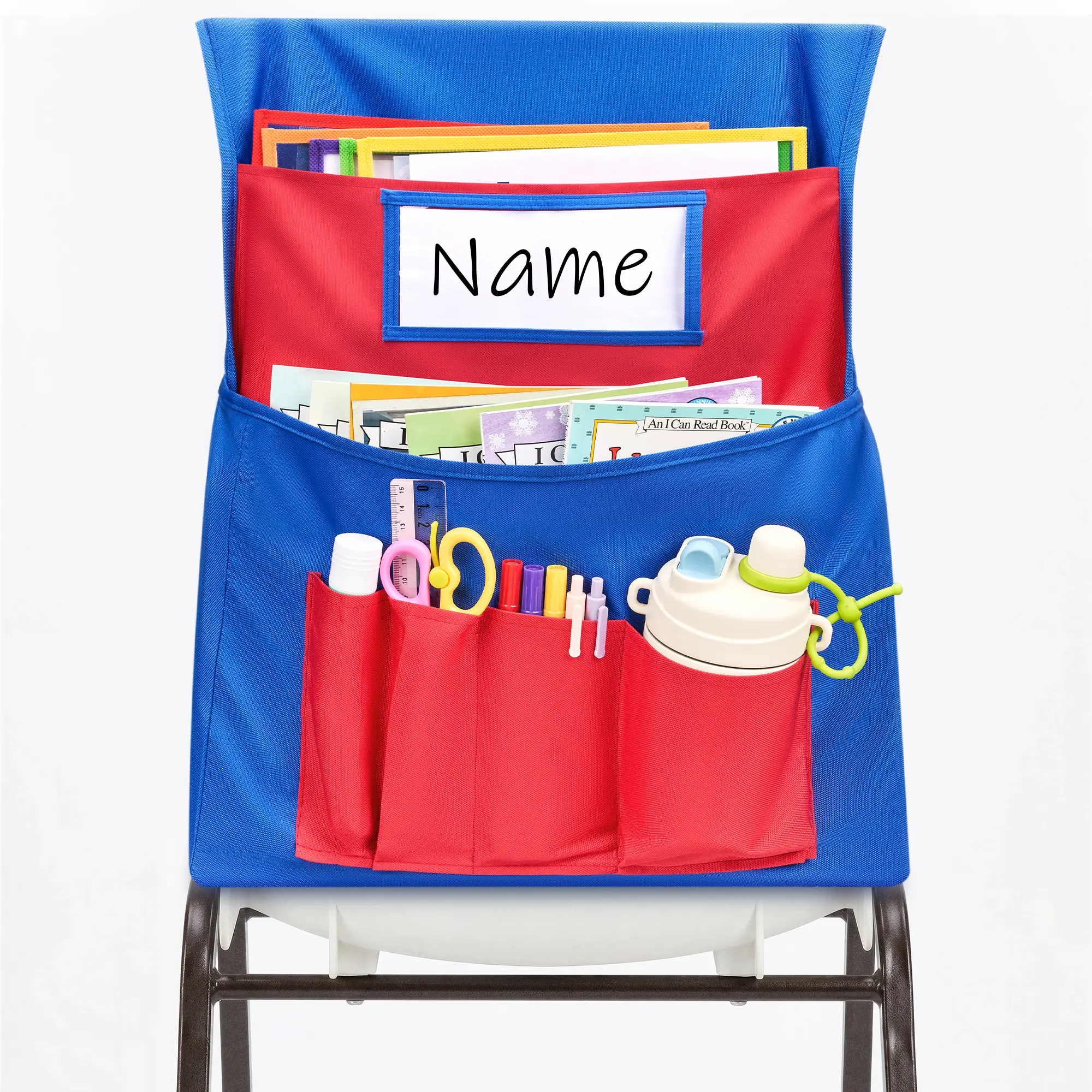 JoyCat Seat Sacks Desk Storage Organizer for Office & Classroom - Chair Pockets with Name Tags, Pen Holder, Pocket Chart Holder for Teachers, Daycare Users & Supplies