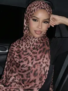 Fashion Boho Leopard Print Long Scarf, Loose-Fit Casual Wrap, Breathable Outdoor Headscarf, Daily Wear Accessory, Birthday Gift