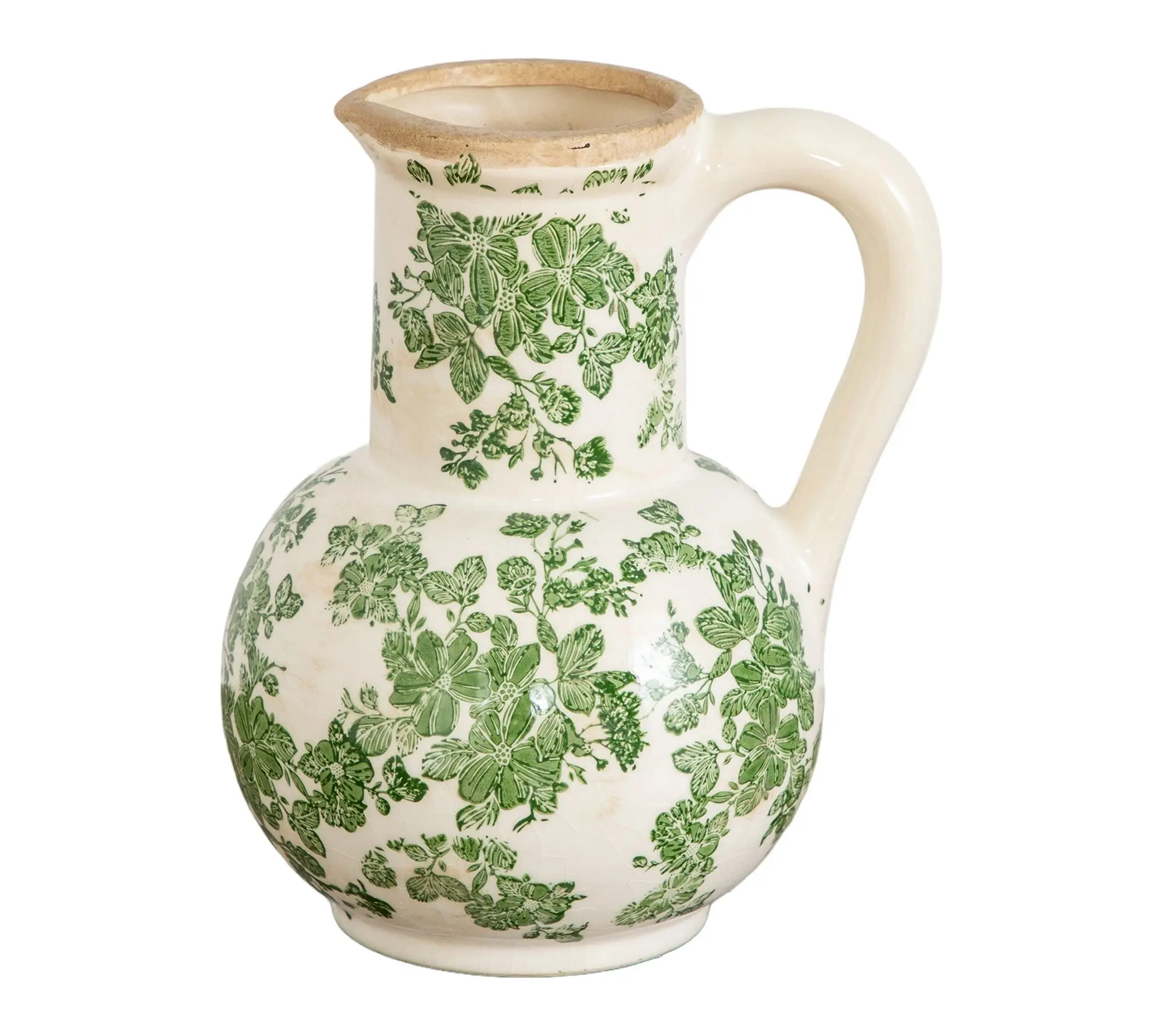 9-in Ceramic Flower Green Print Jar by Nearly Natural 9-in Ceramic Flower Green Print Jar by Nearly Natural