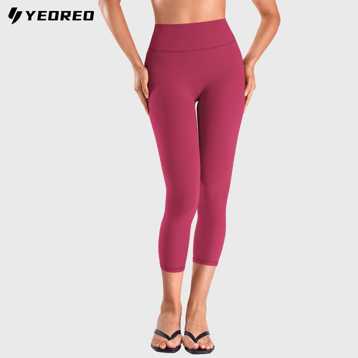 YEOREO Ease High Waisted Capri Leggings - 21" Inseam, No Front Seam, Hidden Scrunch, Buttery Soft Yoga Pants for Capri Pants Outfit