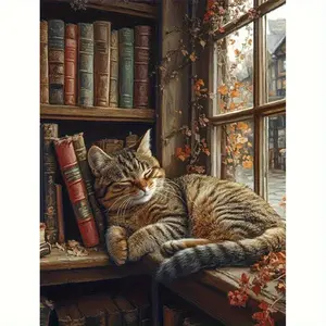 1 PC Cozy Study Room, 16×20 Inches - Frameless - Acrylic Paint by Numbers Kit for Beginners - DIY Handmade Art Set - Paint-by-Number Coloring Kit - Ideal for Home Wall Decor & Gifting - Frame Not Included