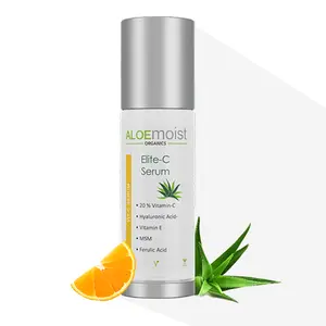 AloeMoist Organics Elite-C Serum with 20% Vitamin C & Hyaluronic Acid for Anti-Aging Skin Care Brightening UV Protection