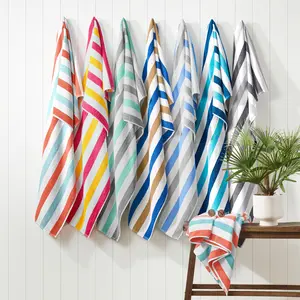 Cabo Cabana Oversized Beach Towels, 30x70 in., Soft Ring Spun Cotton, Six Stripe Color Combos, Buy a Set of 4 or a Case of 24