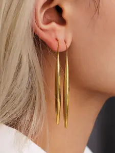 Women's Stainless Steel Earrings, Plated Jewelry, Perfect Gift for Her, Daily Wear Accessories, Simple and Unique Design, Tear Drop Earring