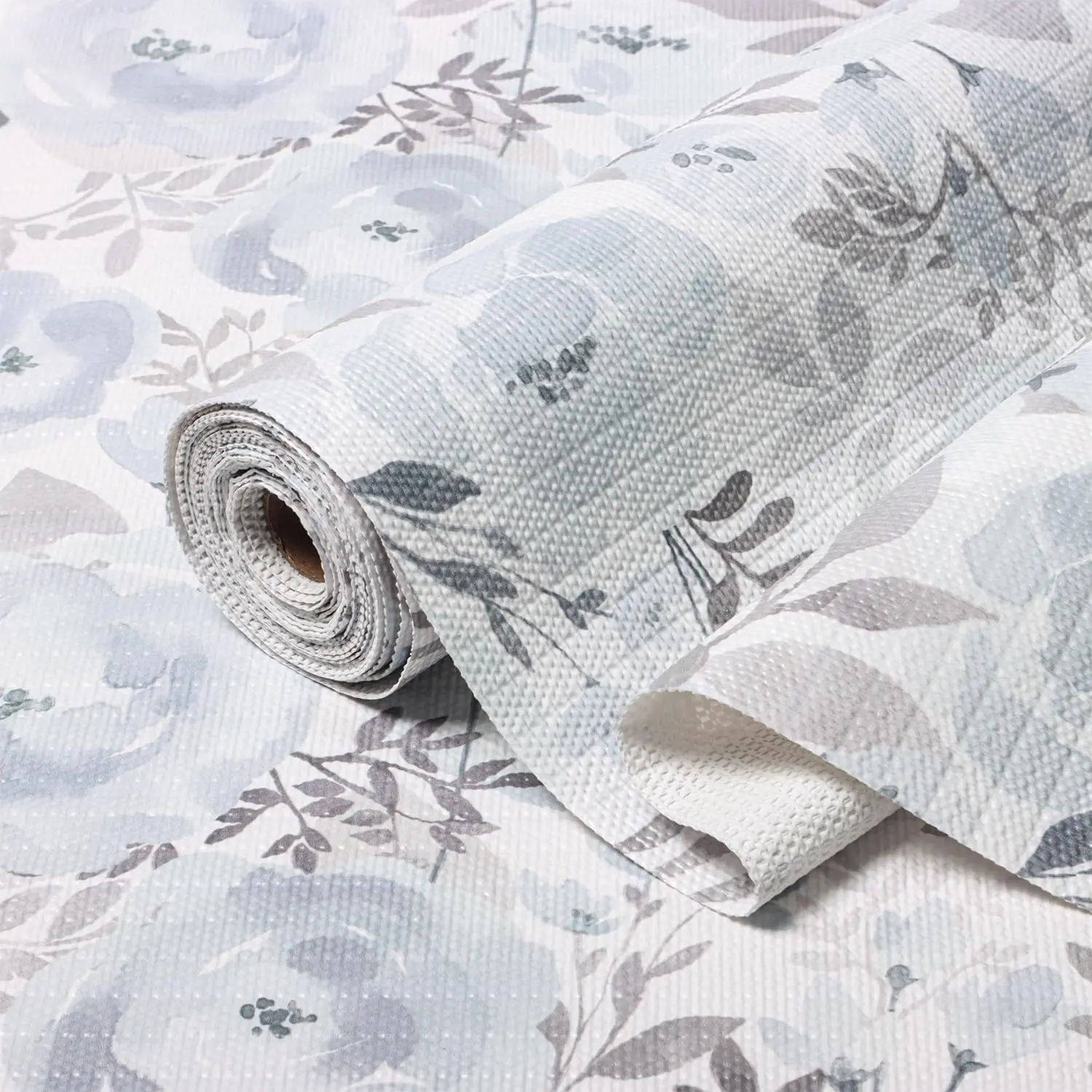 Blue Floral Shelf and Drawer Liner for Kitchen,12IN x 20FT Non-Adhesive and  Non-Slip Peony Cabinet Drawer Liners for Kitchen Shelf,  Cupboard Liners,Easy to Clean