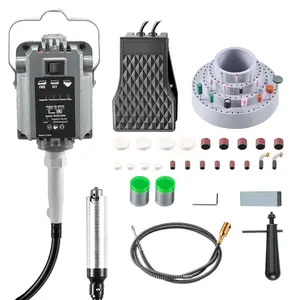 Flex Shaft Grinder Kit, 125W 18000RPM Electric Flex Shaft Rotary Tool With Foot-Pedal Control, Hanging Carver Grinder And 112-Piece Accessory Set For Sanding, Buffing, Polishing, Cutting, Engraving And DIY Projects