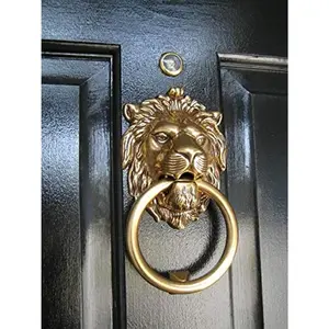 Authentic Vintage Brass Lion Door & Gate Knocker Handle Pull, Durable Door Hardware Accessories for Home Entryway Decor