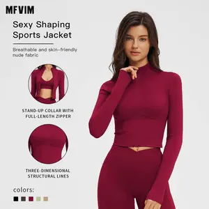 MFVIM Women's Autumn Winter Stand-Collar Windproof Fleece-Lined Athletic Jacket, Sporty Sports Outerwear, Zippered Versatile Warm Top for Fitness Running Workout, Athletic Jackets Women