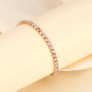 2PCS-Niche light luxury zircon diamond chain Internet celebrity full diamond bracelet champagne does not fade