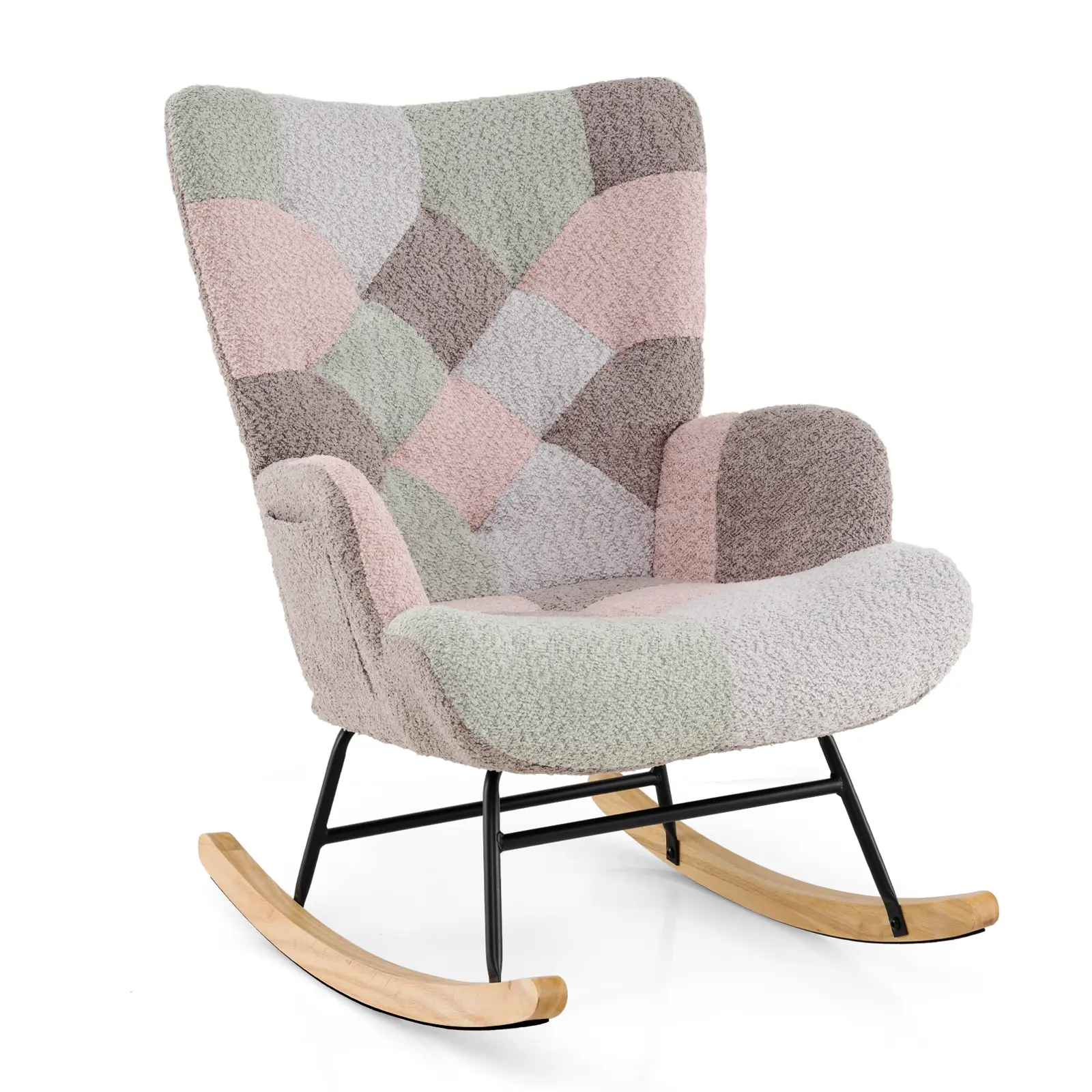 COSTWAY - Nursery Rocking Chair with Ergonomic Armrests and High Backrest for Living Room