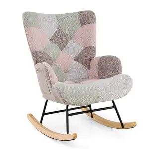 COSTWAY - Nursery Rocking Chair with Ergonomic Armrests and High Backrest for Living Room