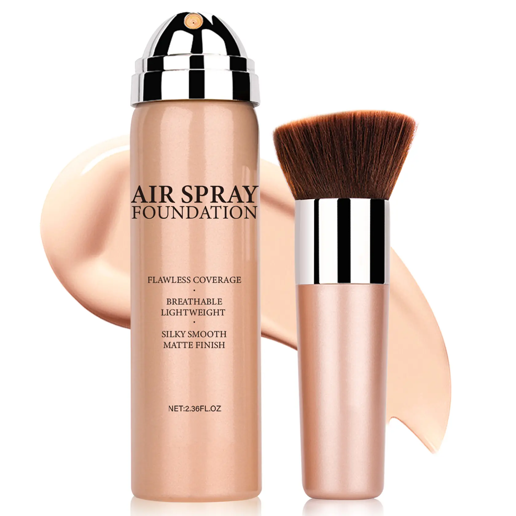 QIUFSSE Long-Lasting Matte Airbrush Foundation, Full Coverage, Sweat-Proof & Transfer-Resistant for Mature Skin, Flawless Radiant Finish