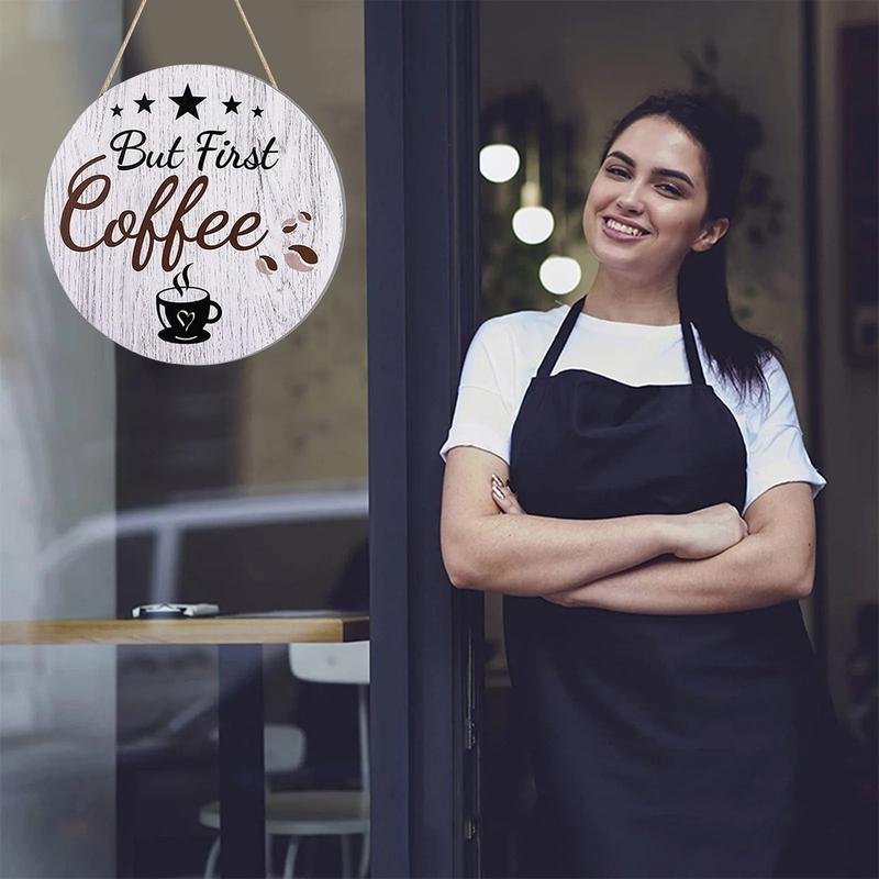 Bcfsvew Round Hanging Coffee Shop Slogan Decoration Painting Wall Decoration Wooden Listing Gift for Cat Lovers