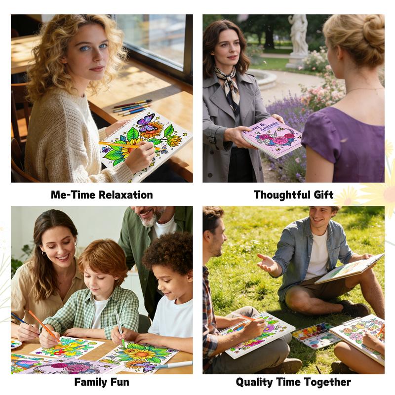 Funny Adult Coloring Book Set, 2-Pack Floral & Animal Designs with Cuss Word Quotes, Humorous Stress Relief Coloring Books for Adults, 8.5 x 7 Inch