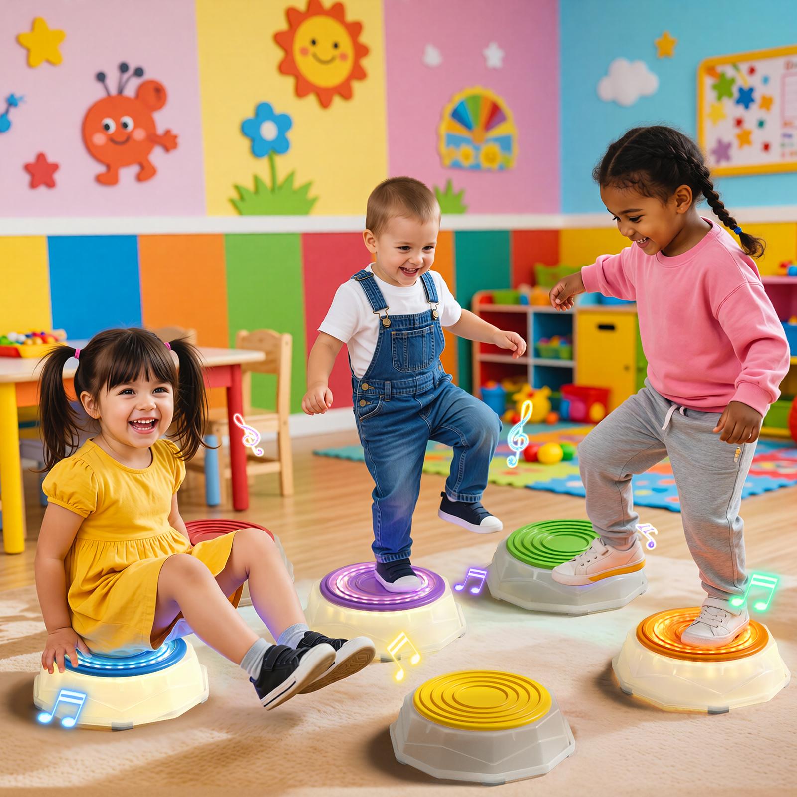 Light Up Stepping Stones for Toddlers 3-5 - 6 PCS Non-Slip Musical Sensory Stepping Stones, Toddler Obstacle Course Sensory Toys, Indoor & Outdoor Play Gift Colorful Fun Soft Design Spring Light Up Stepping Stones for Toddlers 3-5 - 6 PCS Non-Slip Musical Sensory Stepping Stones, Toddler Obstacle Course Sensory Toys, Indoor & Outdoor Play Gift Colorful Fun Soft Design Spring