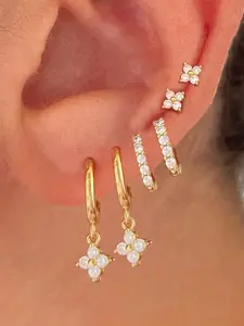 Flower Design Hoop Earrings, Fashionable Earrings for Women, Trendy Versatile & Exquisite Jewelry for Birthday Gift, Elegant Minimalist Earrings