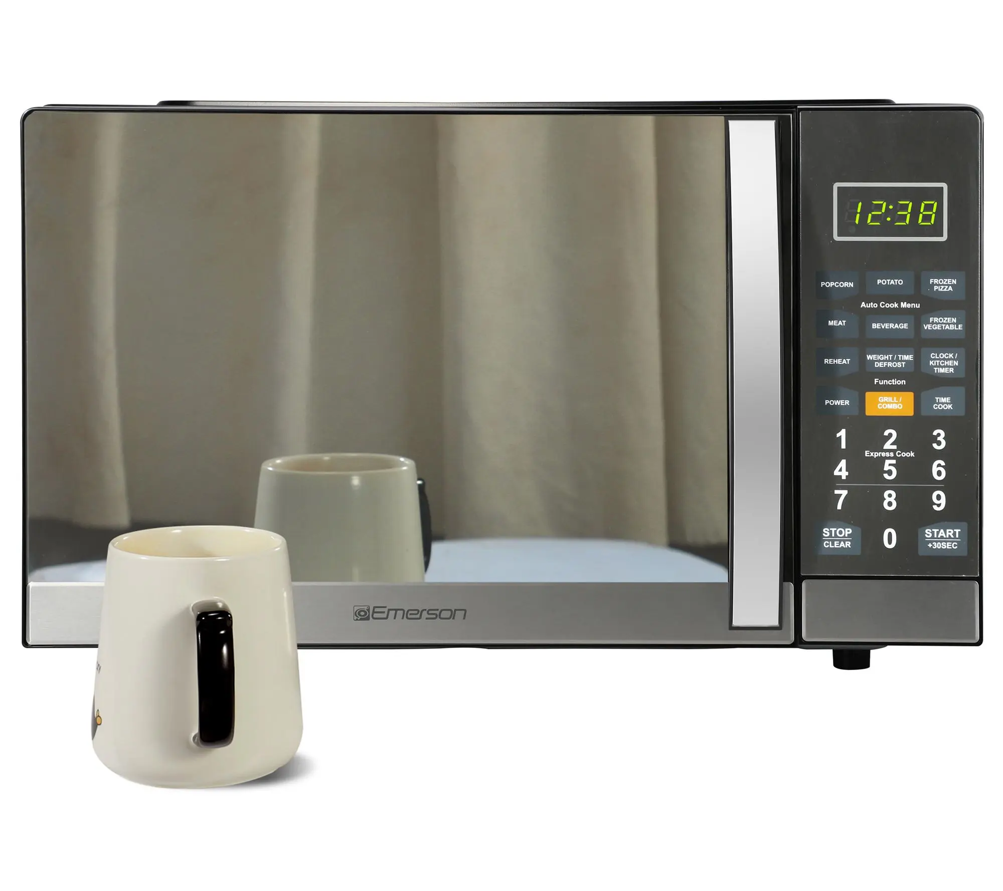 Emerson 1.1 Cu Ft Stainless Mirror Finish Counterop Microwave Emerson 1.1 Cu Ft Stainless Mirror Finish Counterop Microwave