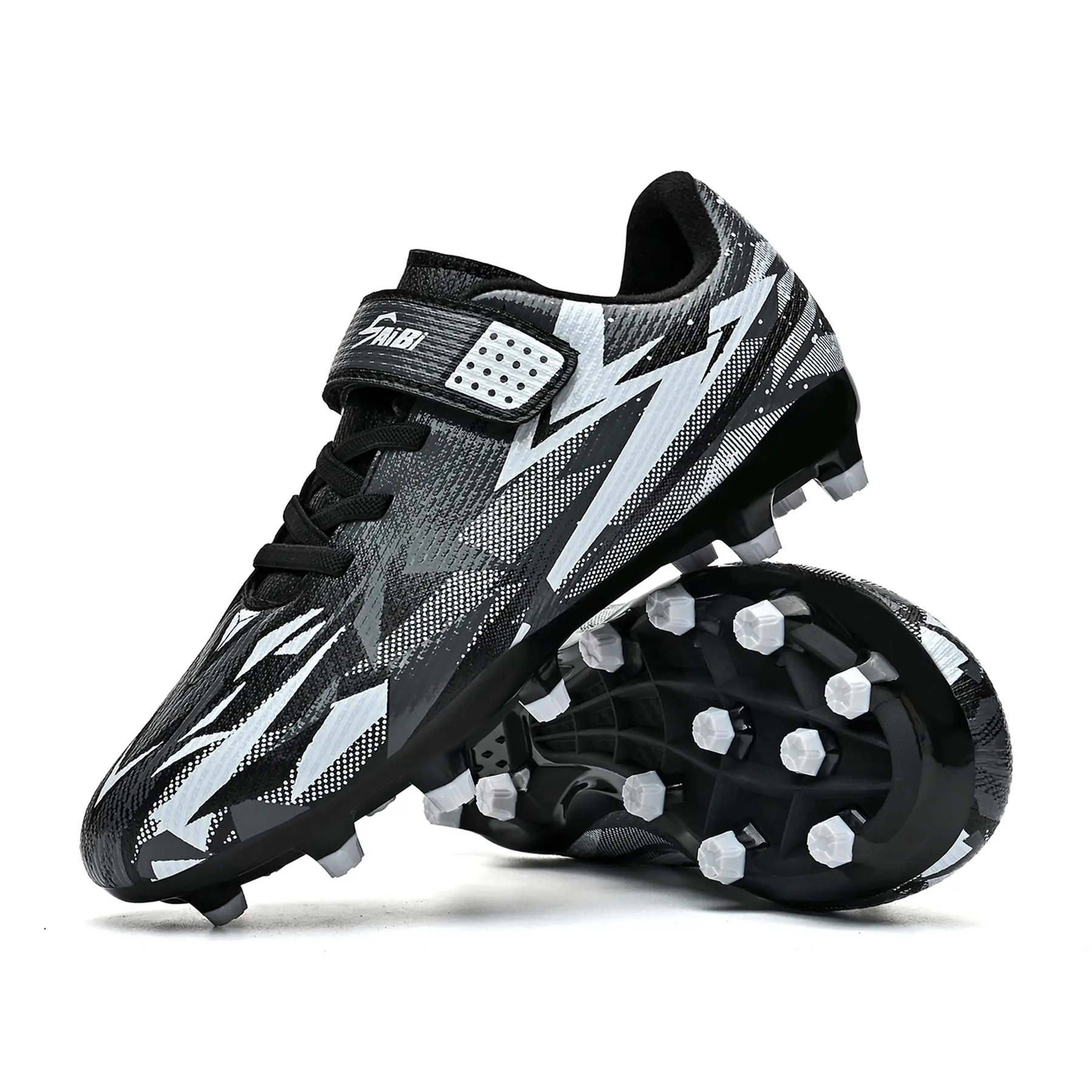 Kids Soccer Cleats for Boys Girls FG GripStuds,   Youth   football   TPU Soccer Shoes, Lightweight Outdoor Football Cleats with Hook & Loop Strap for Little Big Kids Studs Breathable Soccer Cleats