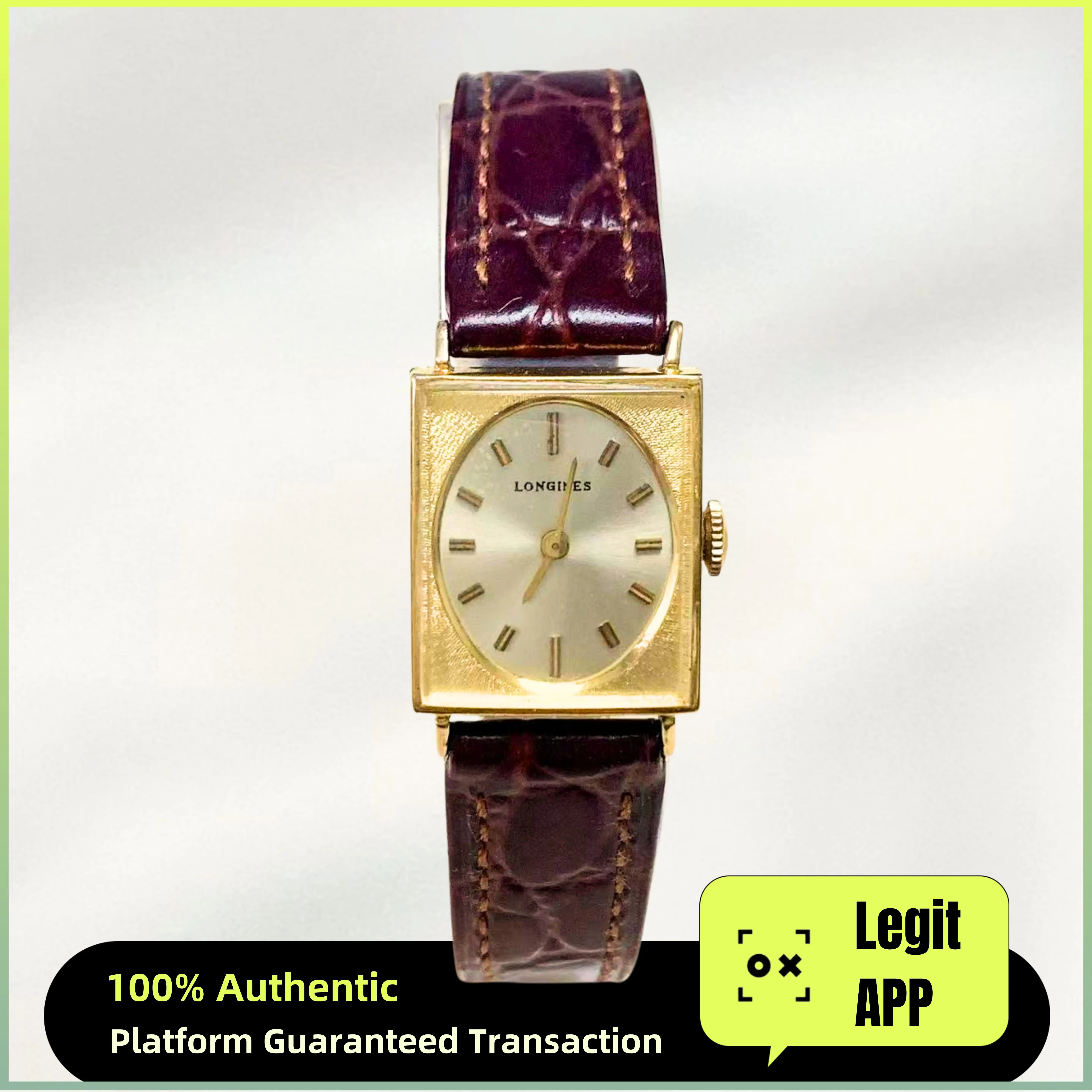 Longines Vintage Manual Wind Gold Plated 20mm Yellow Dial Diamond 13577962
