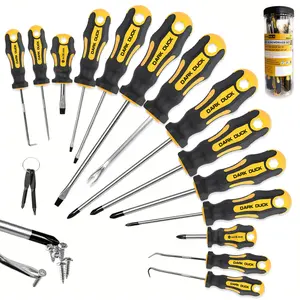 Magnetic Screwdriver Set, Chrome Vanadium Steel Screwdriver Set, Flat & Phillips Heads & Pick & Hook Tools for Mechanics, Construction, Carpentry, Hardware, Heavy Duty, Industrial, Industrial, Screwdriver Bits, Magnetic Precision Screwdriver