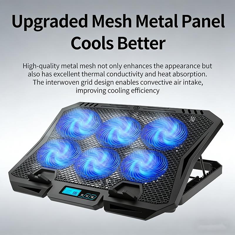 Laptop Cooler with 7-Level Adjustable Fan Stand and Display Screen Base Laptop Cooler with 7-Level Adjustable Fan Stand and Display Screen Base