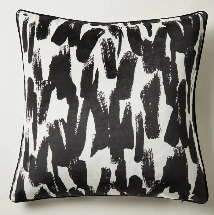 Z Gallerie Adelaide Velvet Cushion Pillow - 26" x 26" Square, 95% Feather Insert Included, Hidden Zipper Closure, Black Home Bedroom Decor Accessory