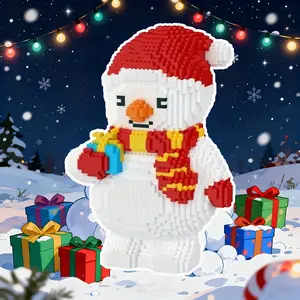 Snowman Building Block Set, Creative Decoration & Room Decor, Perfect Gift for Birthdays/halloween/xmas/festivals, DIY Craft Kit
