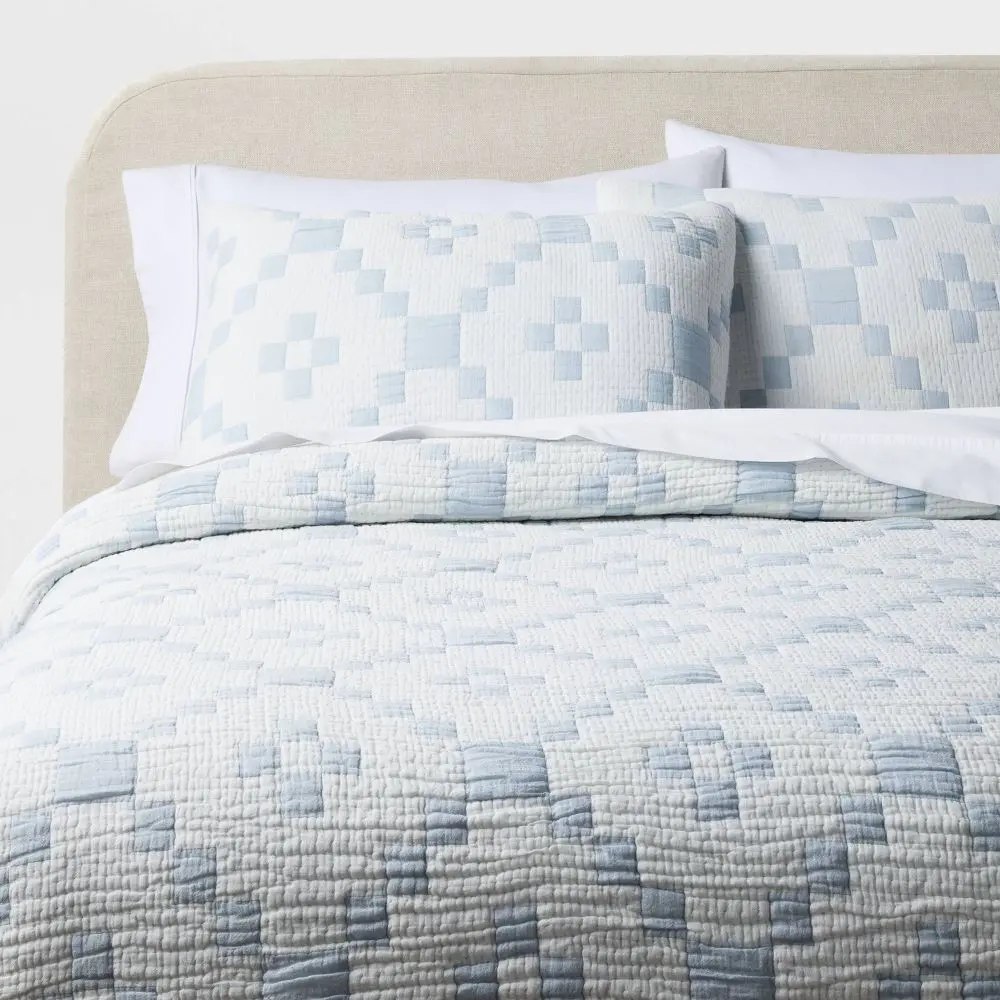 3pc Reversible Lightweight Matelasse Quilt and Shams Set Patchwork - Threshold