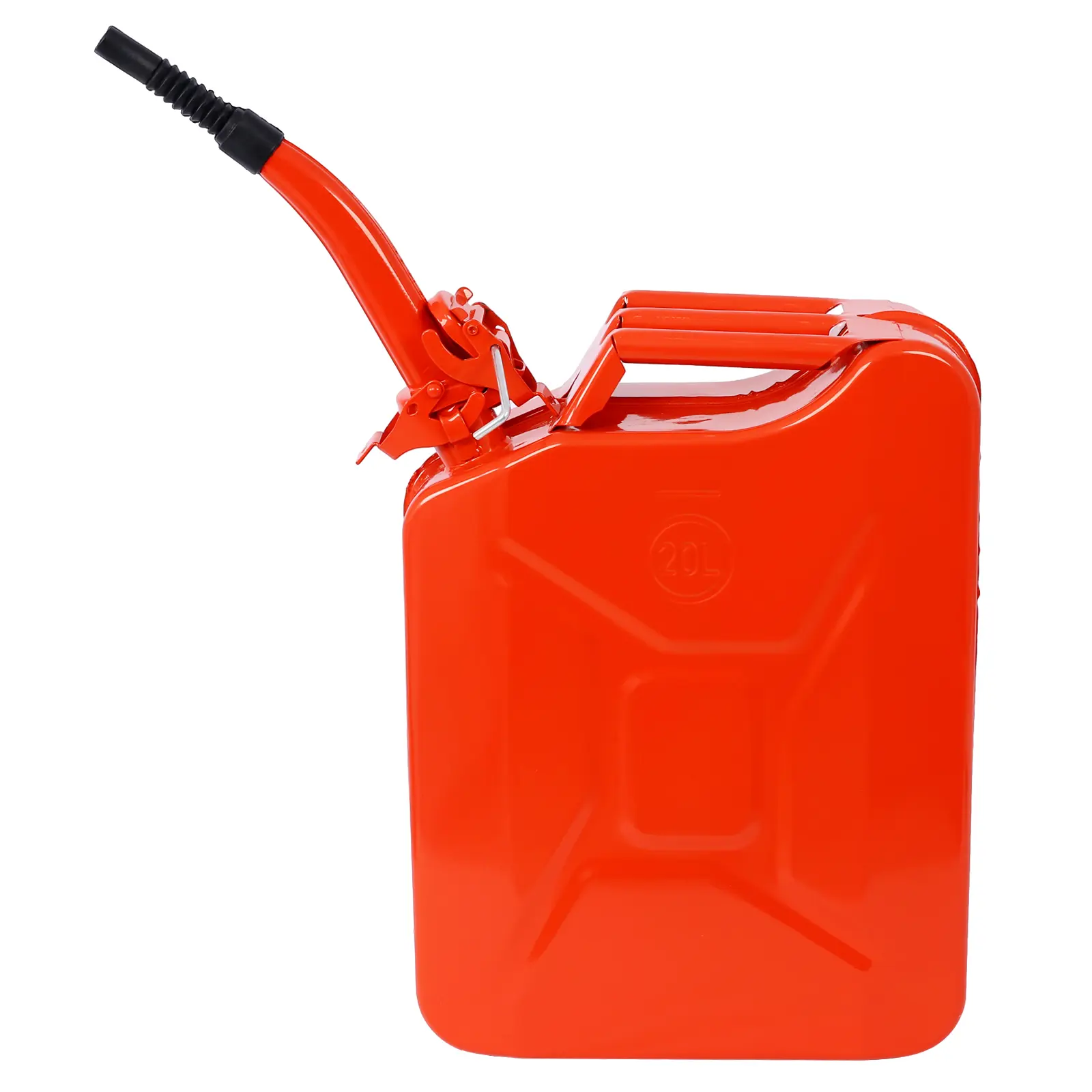 5 Gallon (20L) Red Steel Jerry Fuel Can with Flexible Pour Spout, Portable Gasoline Storage Container for Cars, Trucks & Outdoor Equipment