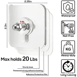 BUY 20 GET 20FREE  40PCS Adhesive Frame Hooks Wall Mount Self-Adhesive Hooks Suitable for Bathroom and Kitchen Decoration