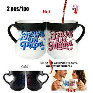 Magic Color - Changing Cup Mom's special cup Heart Mug,Pink "Feliz Dia Mama" with butterfly Design, Thermosensitive Ceramic Cup,  330 ml,Mother's Day Gift, gift for mom Birthdays, Drinkware