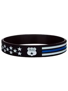 Star & Police Pattern Bangle for Men & Women, Fashionable Silicone Wristband, Streetwear Matching Jewelry for Party, Daily Clothing Decor, Wrist Accessories