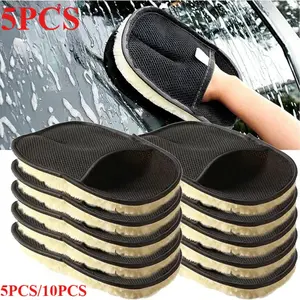 5/10-Piece Pack Microfiber Wool Car Wash Gloves for Car Kitchen Home Cleaning Soft Non-Scratch Polishing & Washing Mitt Eco-Friendly